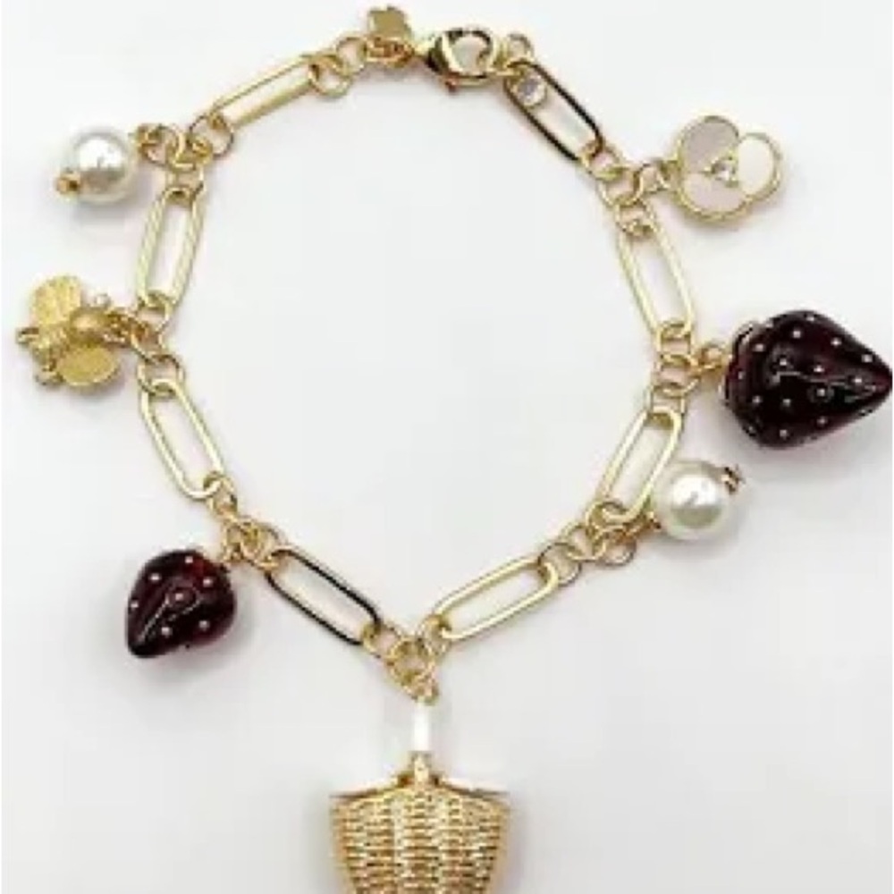 Authentic New with card kate spade Gold Strawberry Charm Bracelet - Picture 11 of 11